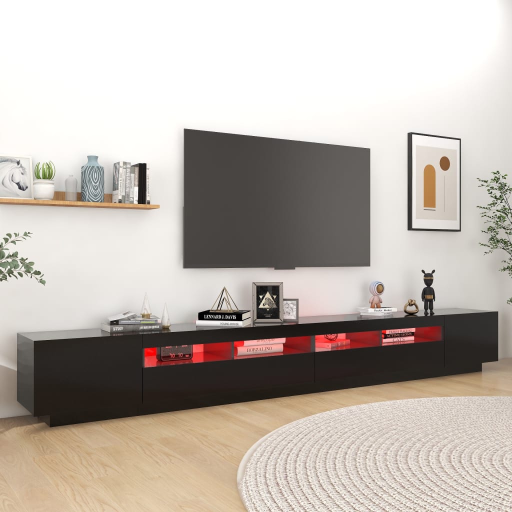 TV cabinet with LED lights Black 300x35x40 cm