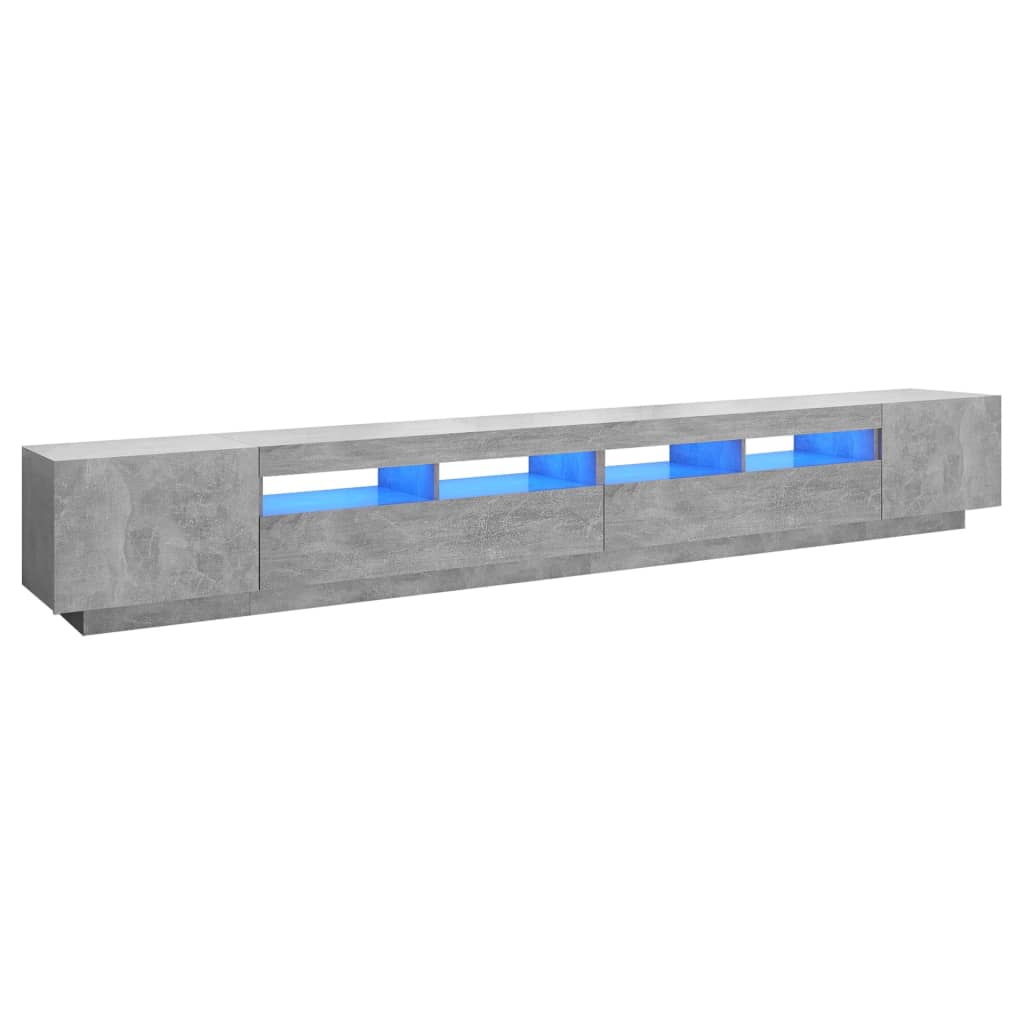 TV cabinet with LED lights Concrete gray 300x35x40 cm