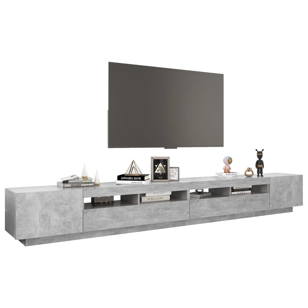 TV cabinet with LED lights Concrete gray 300x35x40 cm