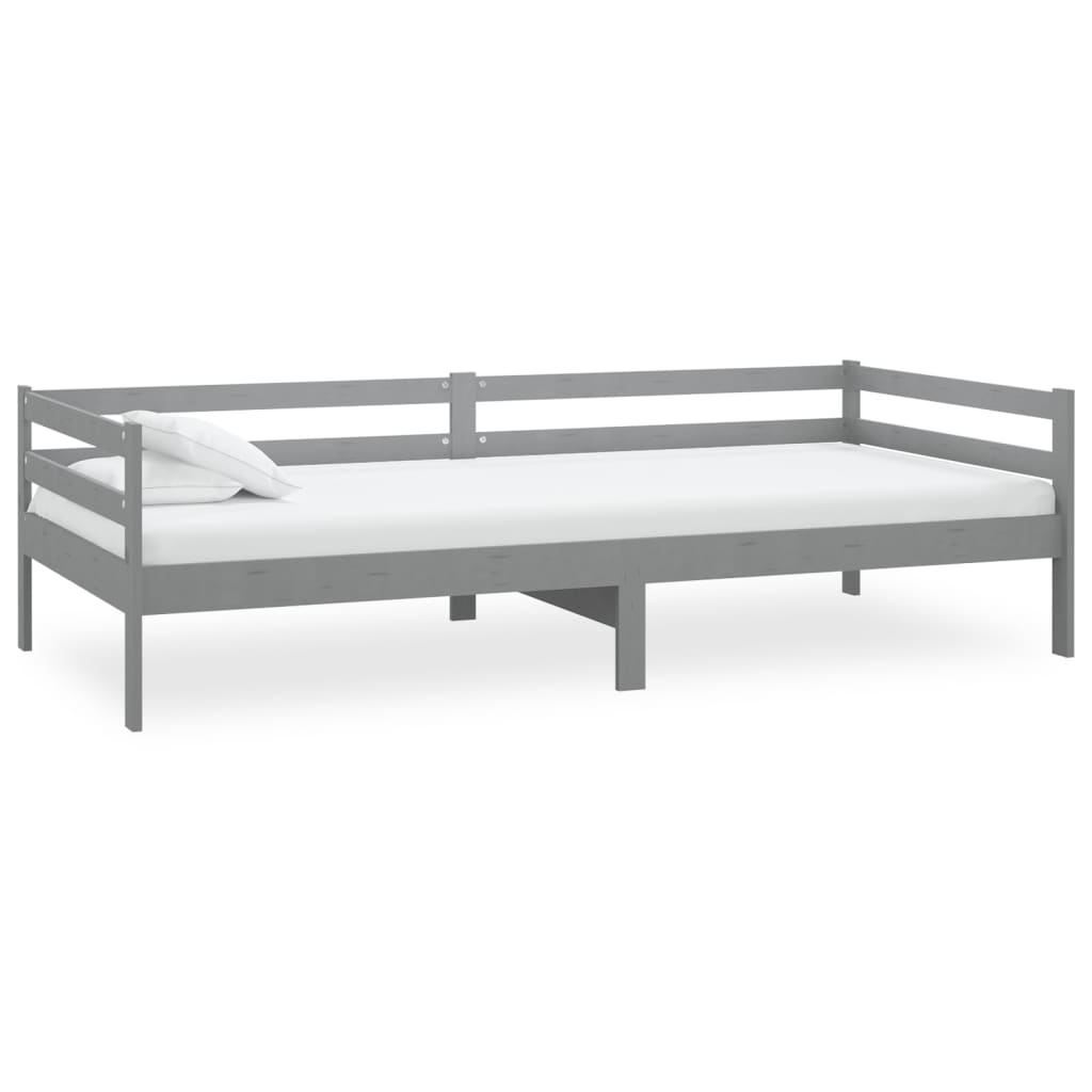 Lit de jour sans matelas gris bois de pin massif 90x200 cm