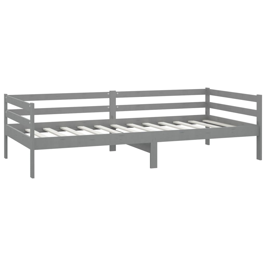 Lit de jour sans matelas gris bois de pin massif 90x200 cm