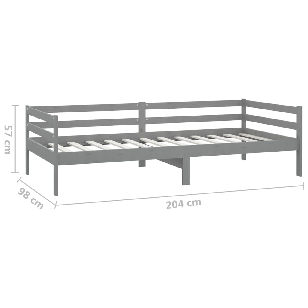 Lit de jour sans matelas gris bois de pin massif 90x200 cm