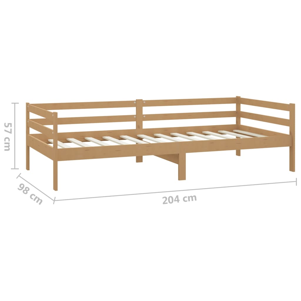 Day bed without mattress honey brown solid pine wood 90x200 cm