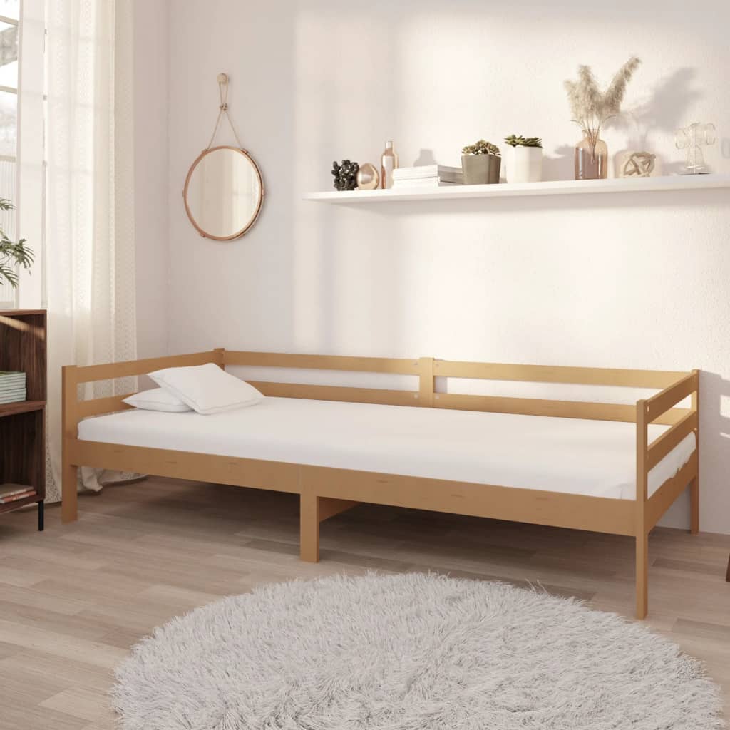 Day bed without mattress honey brown solid pine wood 90x200 cm