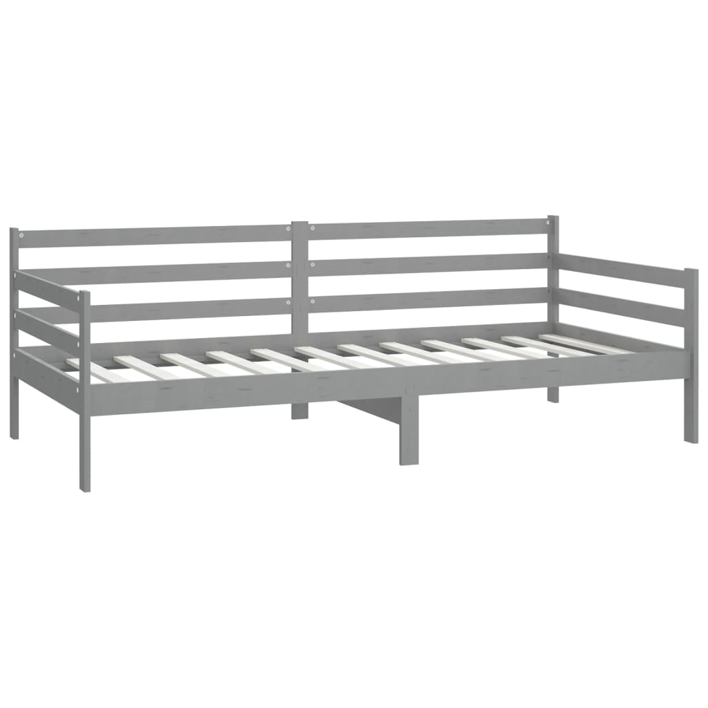 Lit de jour sans matelas gris bois de pin massif 90x200 cm