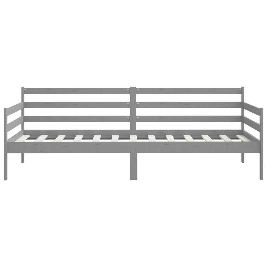 Lit de jour sans matelas gris bois de pin massif 90x200 cm