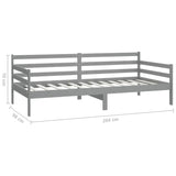 Lit de jour sans matelas gris bois de pin massif 90x200 cm