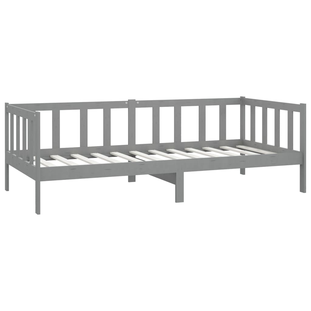 Lit de jour sans matelas gris bois de pin massif 90x200 cm