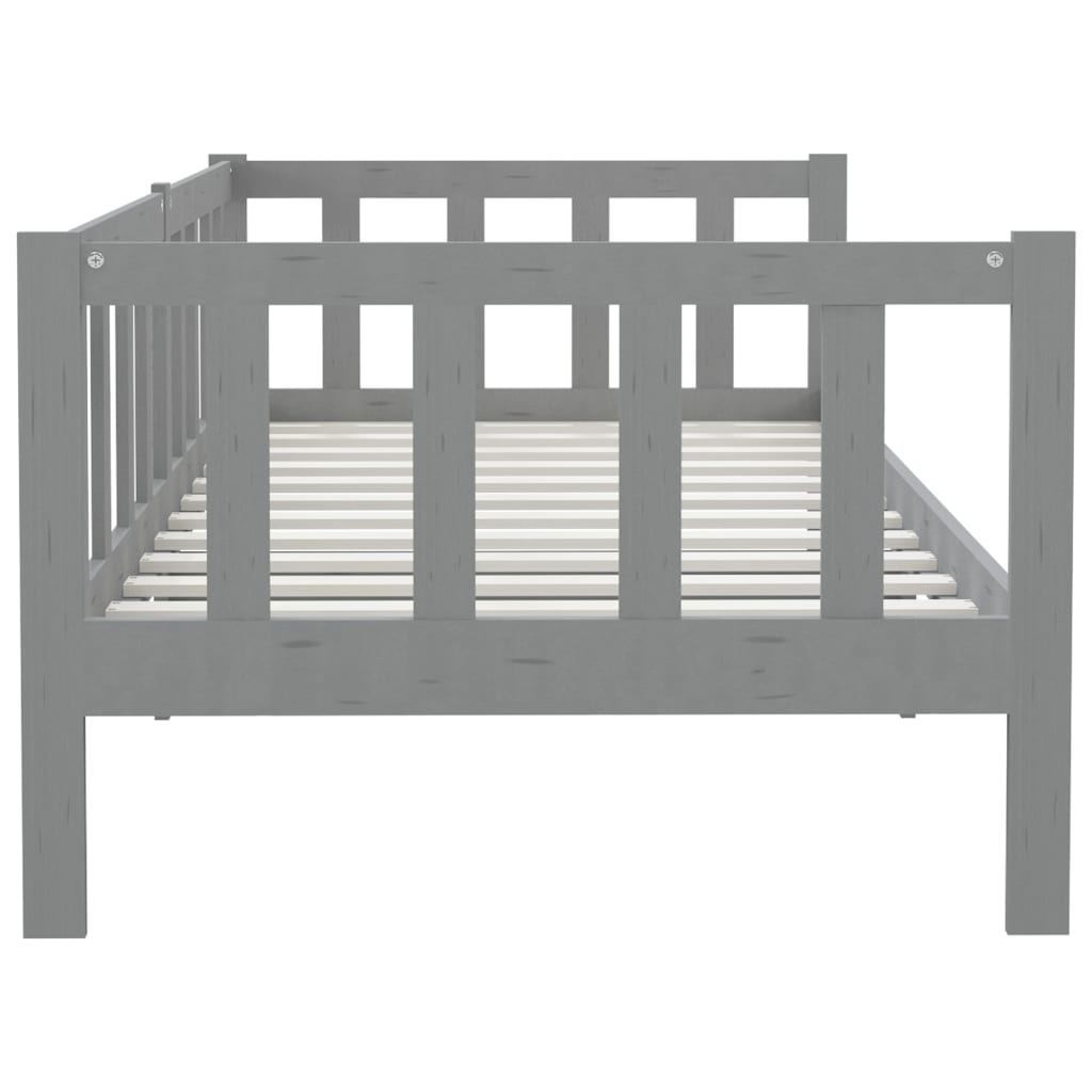 Lit de jour sans matelas gris bois de pin massif 90x200 cm