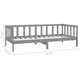 Lit de jour sans matelas gris bois de pin massif 90x200 cm