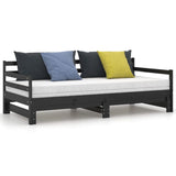 Lit coulissant sans matelas noir 2x(90x200) cm