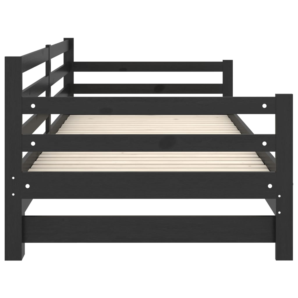 Lit coulissant sans matelas noir 2x(90x200) cm