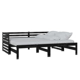 Lit coulissant sans matelas noir 2x(90x200) cm