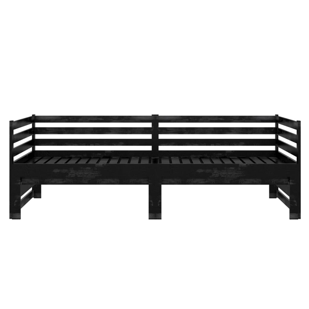 Lit coulissant sans matelas noir 2x(90x200) cm