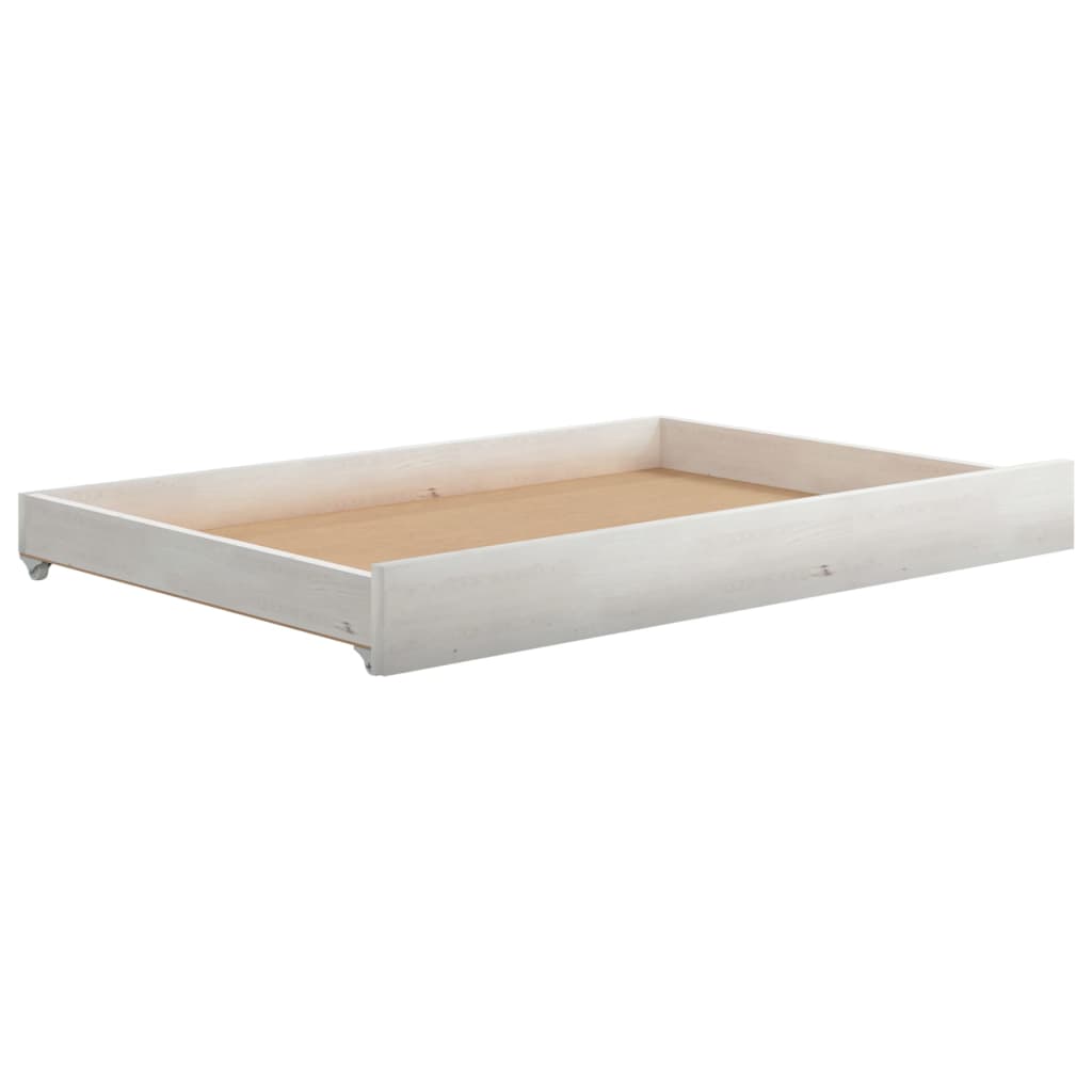 Bed drawers 2 pcs White Solid pine wood