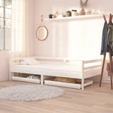 Bed drawers 2 pcs White Solid pine wood