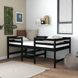 Mid-high bed without mattress black solid pine wood 90x200 cm