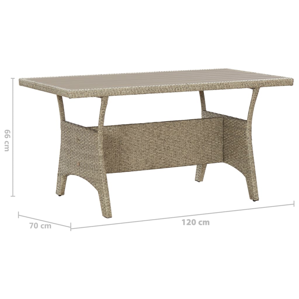 Table de jardin Gris 120x70x66 cm Résine tressée