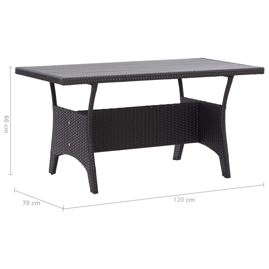 Table de jardin noir 120x70x66 cm Résine tressée