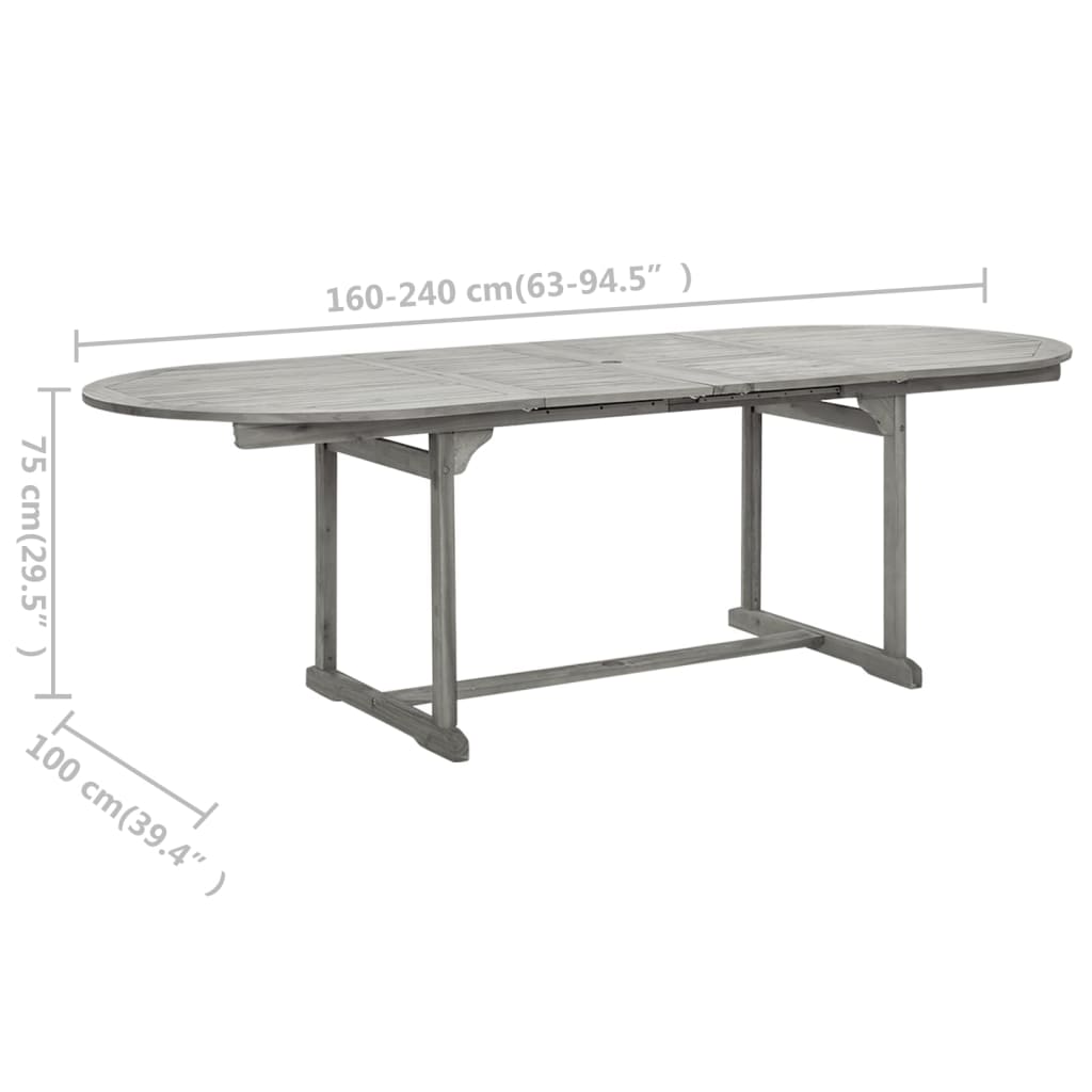 Table à dîner de jardin (160-240)x100x75cm Bois d'acacia massif