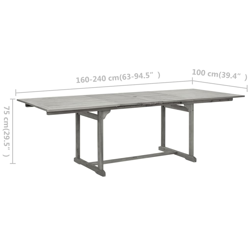 Table à dîner de jardin (160-240)x100x75cm Bois d'acacia massif