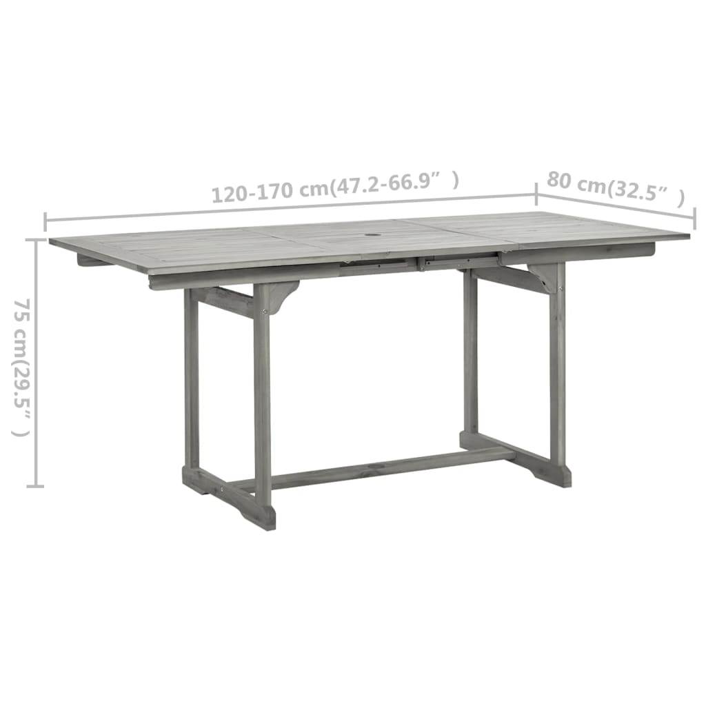 Table à dîner de jardin (120-170)x80x75 cm Bois d'acacia massif