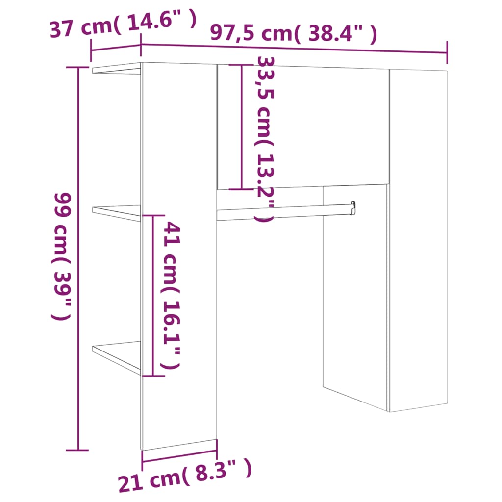 Armoire de couloir Blanc 97,5x37x99 cm Bois d'ingénierie