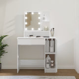 Coiffeuse avec LED blanc brillant 86,5x35x136 cm