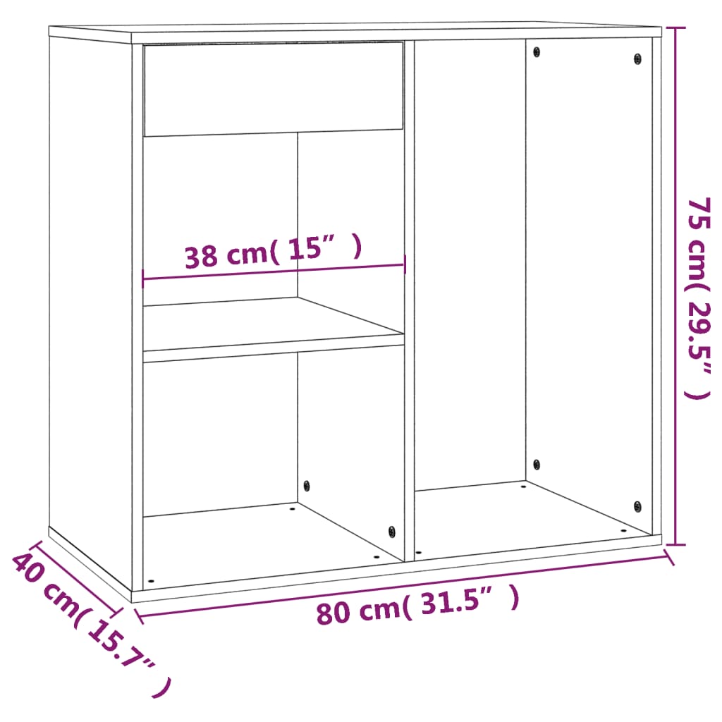 Armoire à cosmétiques noir 80x40x75 cm bois d'ingénierie