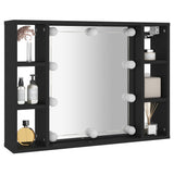 Armoire à miroir avec LED noir 76x15x55 cm