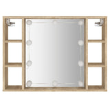 Spiegelschrank mit LED Sonoma-Eiche 76x15x55 cm