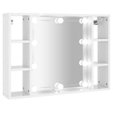 Armoire de miroir avec LED Blanc brillant 76x15x55 cm