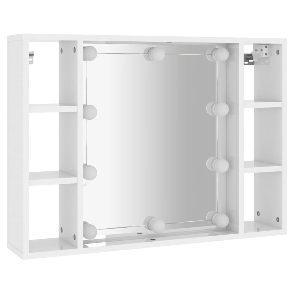 Armoire de miroir avec LED Blanc brillant 76x15x55 cm