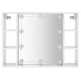 Armoire de miroir avec LED Blanc brillant 76x15x55 cm