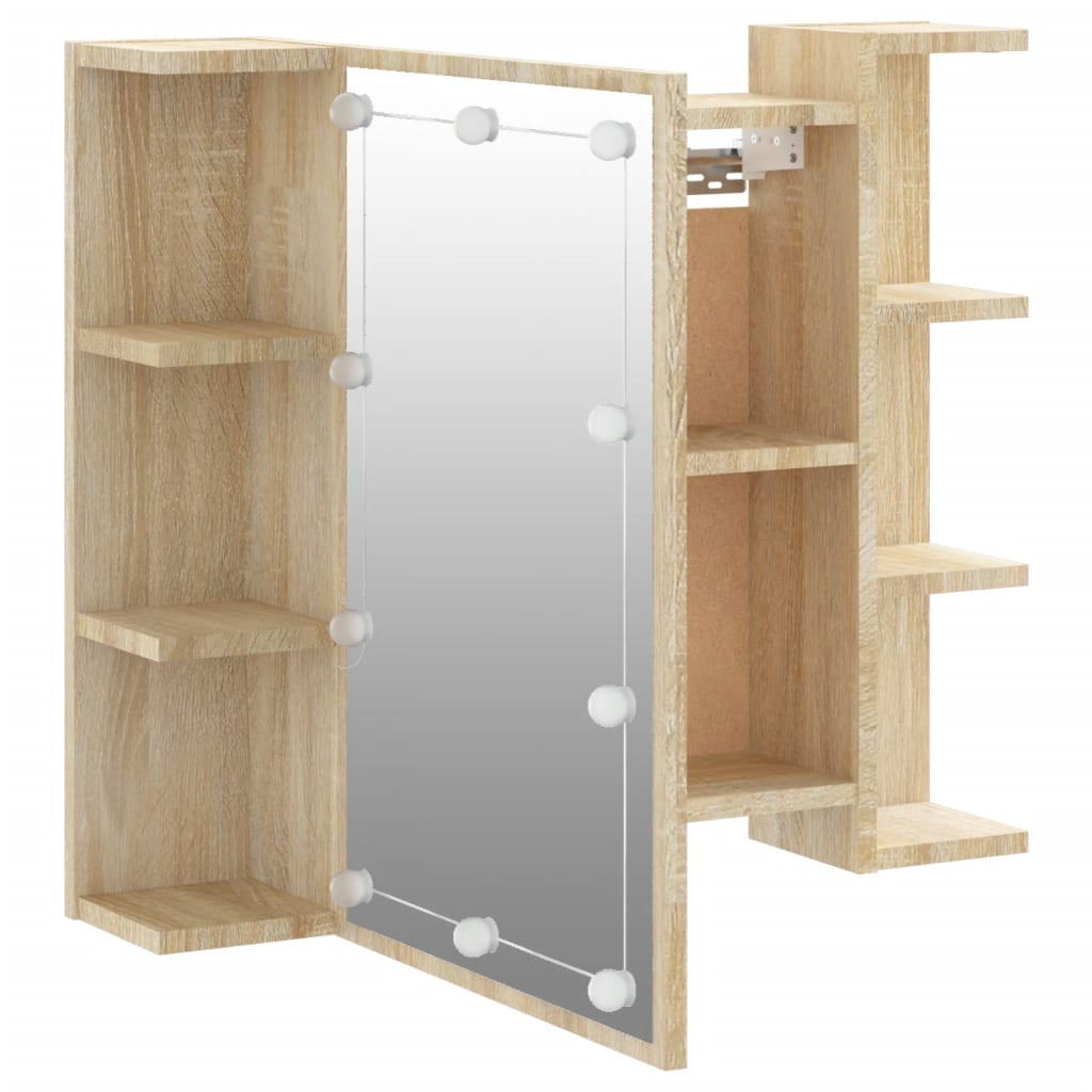 Armoire à miroir avec LED Chêne sonoma 70x16,5x60 cm