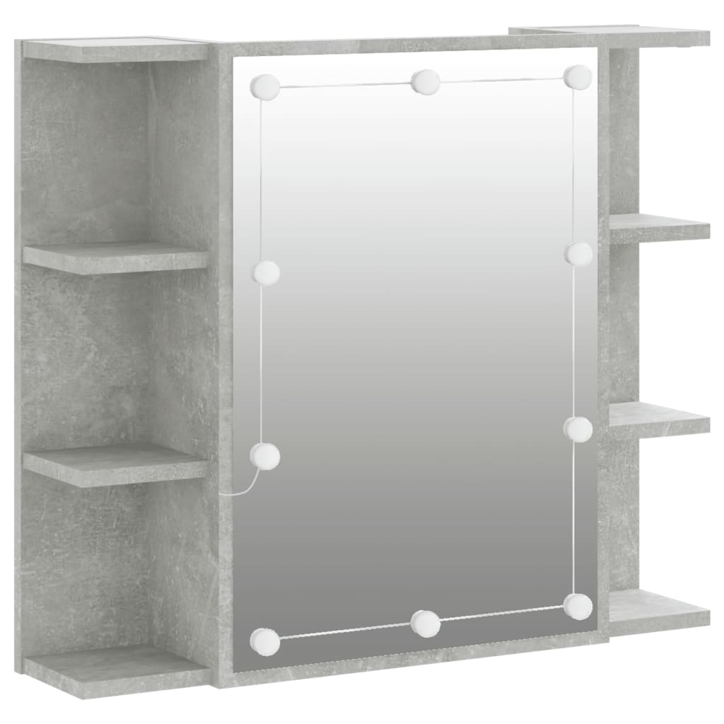 Armoire à miroir avec LED Gris béton 70x16,5x60 cm