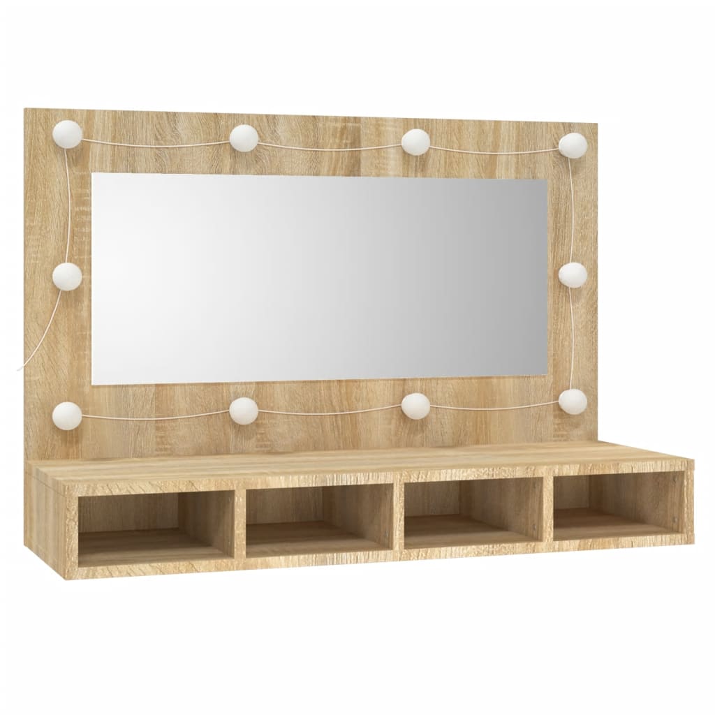 Armoire à miroir avec LED Chêne sonoma 90x31,5x62 cm