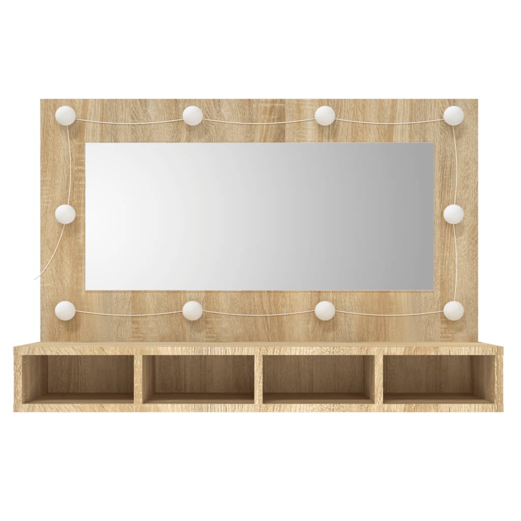 Armoire à miroir avec LED Chêne sonoma 90x31,5x62 cm