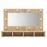 Armoire à miroir avec LED Chêne sonoma 90x31,5x62 cm