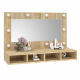 Armoire à miroir avec LED Chêne sonoma 90x31,5x62 cm