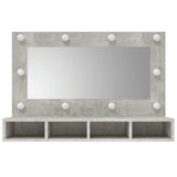 Armoire à miroir avec LED Gris béton 90x31,5x62 cm