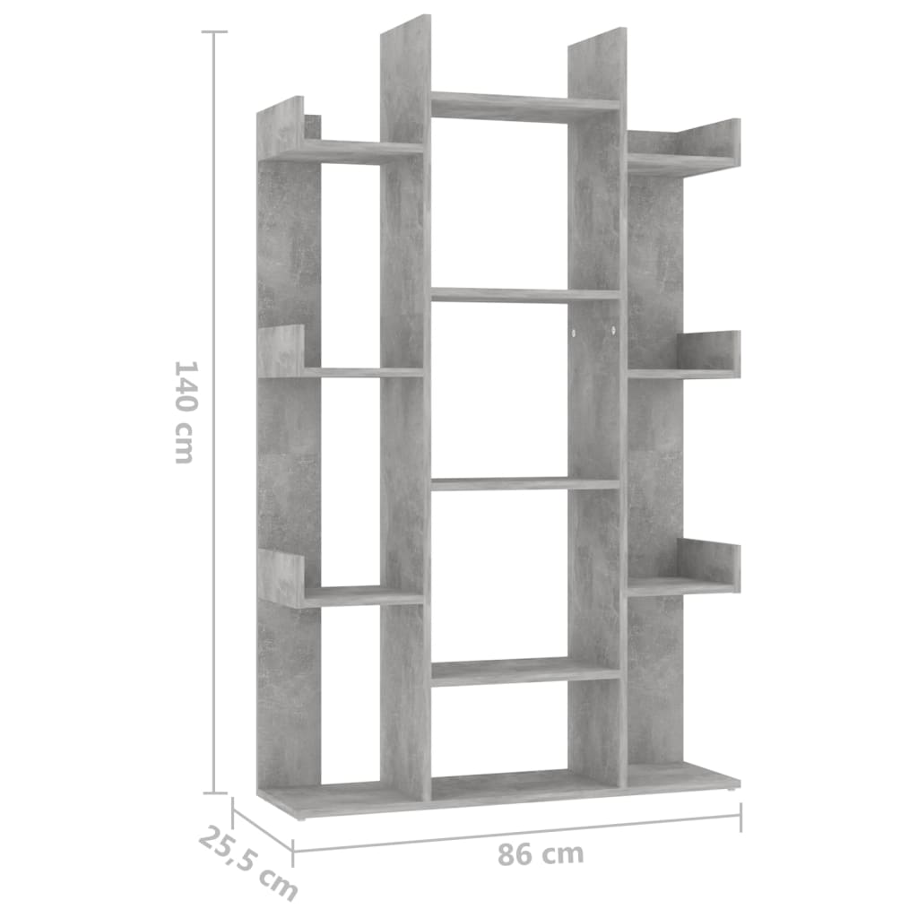 Bibliothèque Gris béton 86x25,5x140 cm Bois d’ingénierie