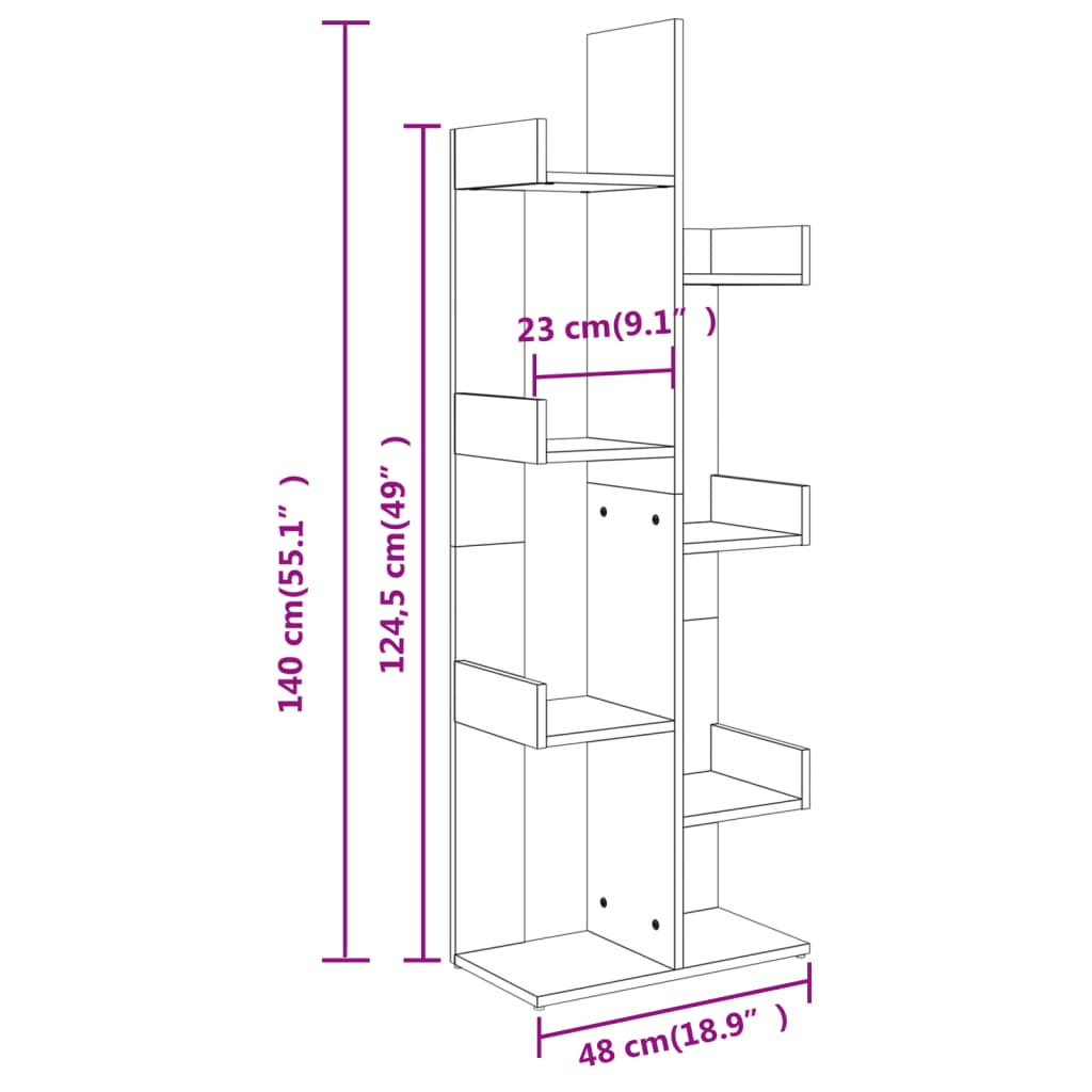 Sonoma Oak Bookcase 48x25.5x140 cm Engineered Wood