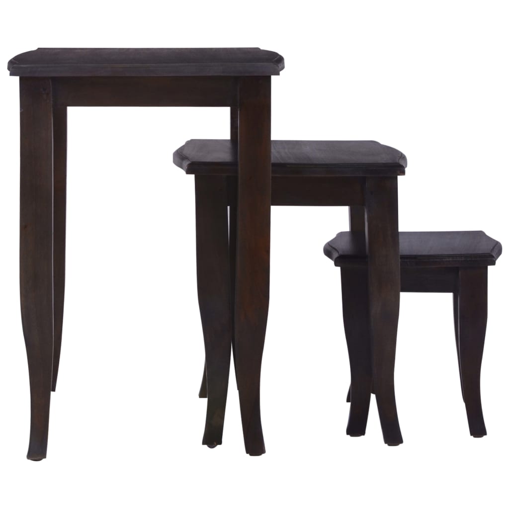 Tables d'appoint gigognes 3 pcs Noir clair Bois d'acajou