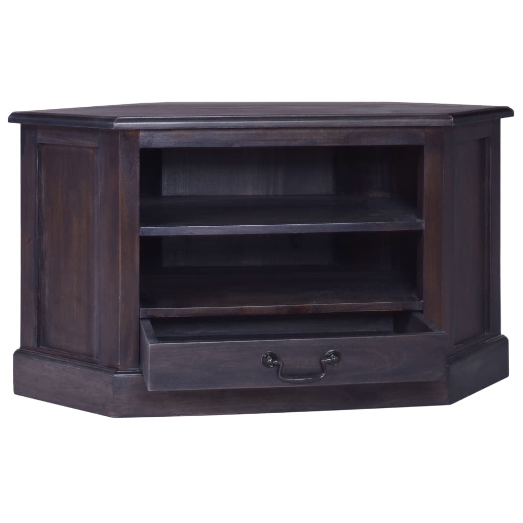 Meuble TV d'angle Noir clair 80x40x49 cm Bois massif d'acajou