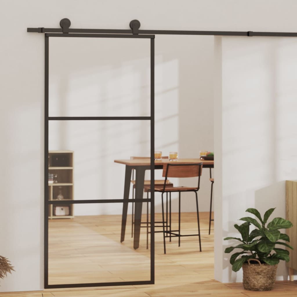 Sliding door and hardware Glass and Aluminum 90x205 cm