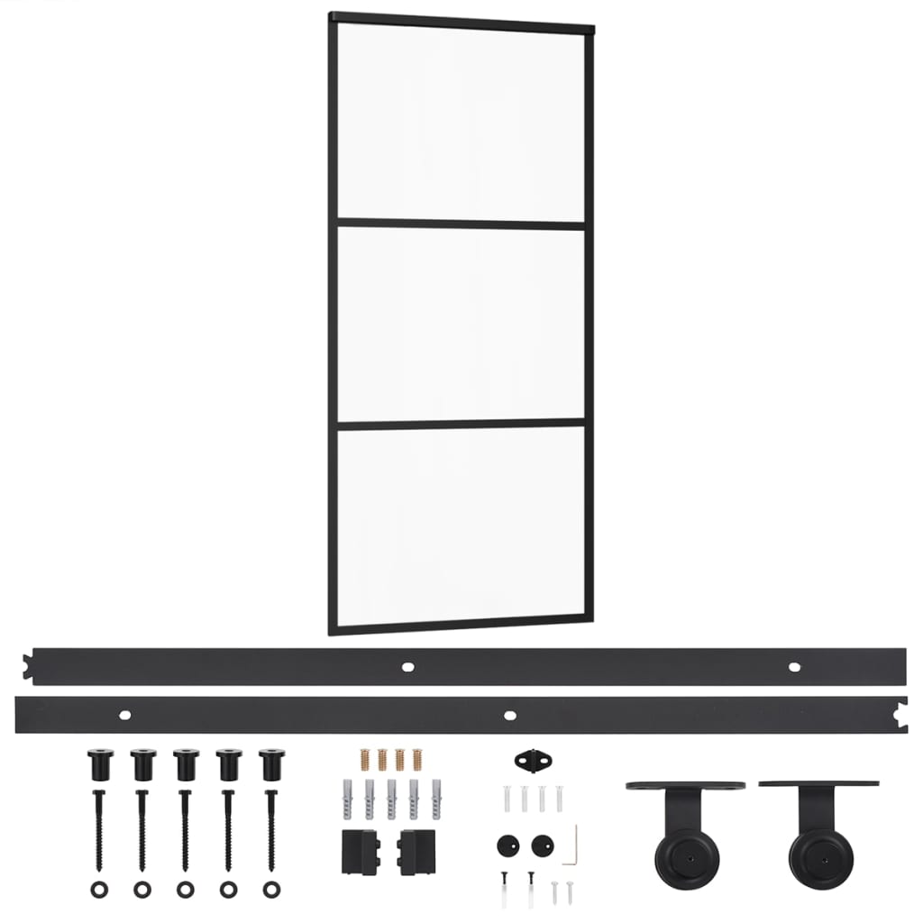 Sliding door and hardware Glass and Aluminum 90x205 cm