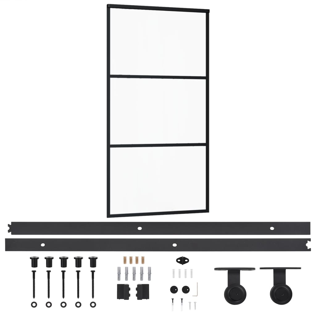 Porte coulissante et quincaillerie Verre et Aluminium 102x205cm