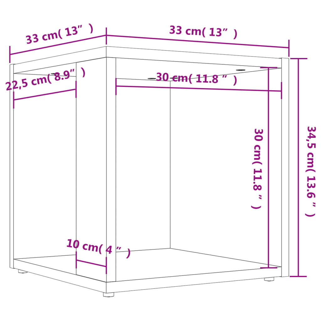 Table d'appoint Chêne sonoma 33x33x34,5 cm Aggloméré