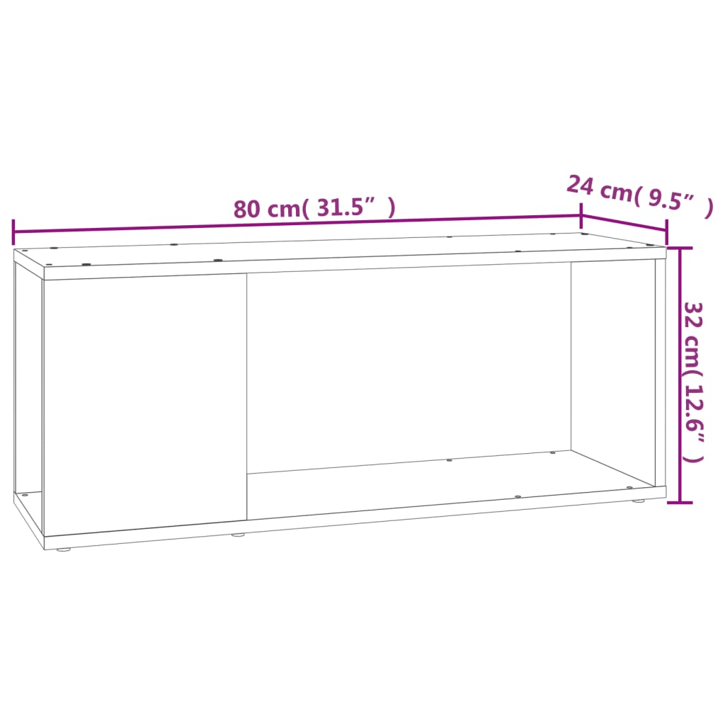 White TV cabinet 80x24x32 cm Engineered wood